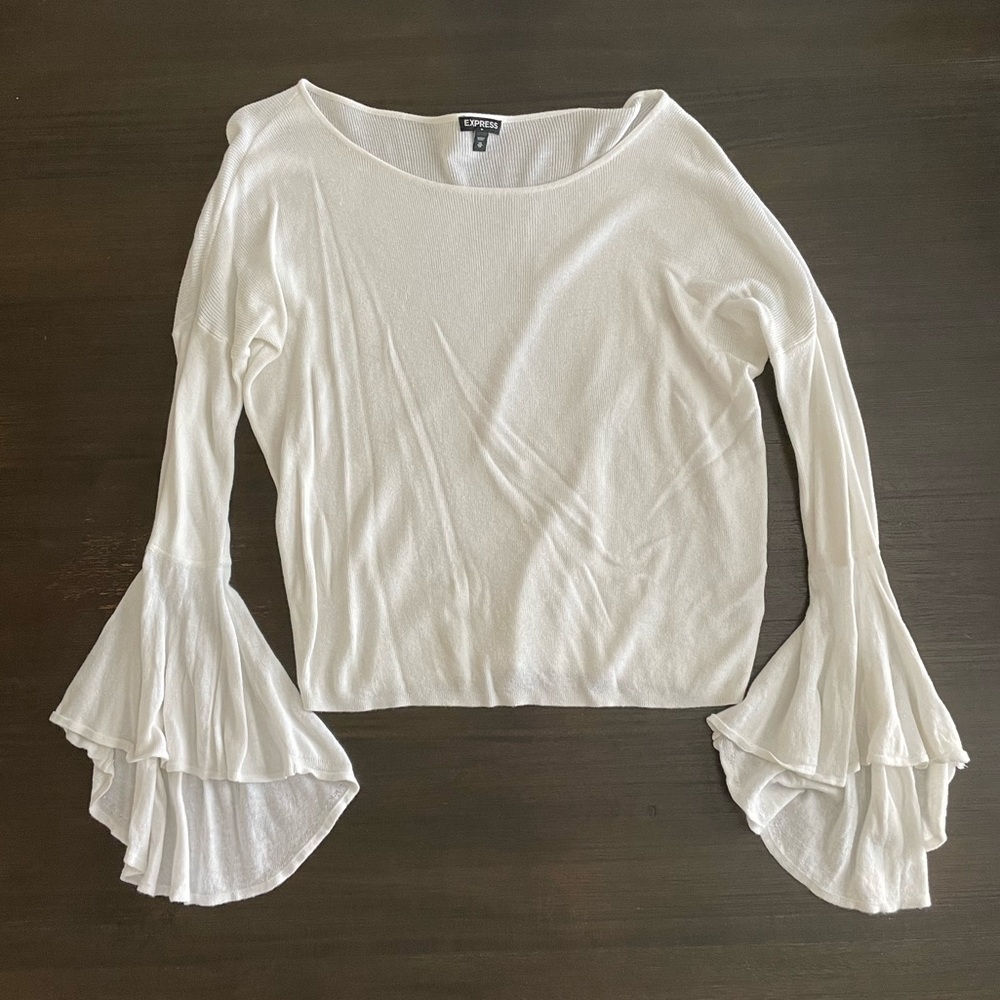 Express White Bell Sleeve Shirt
